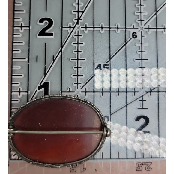 Designer Signed Sterling Carnelian Brooch Germany Makers Mark Vintage 925 Silver - Picture 6 of 8